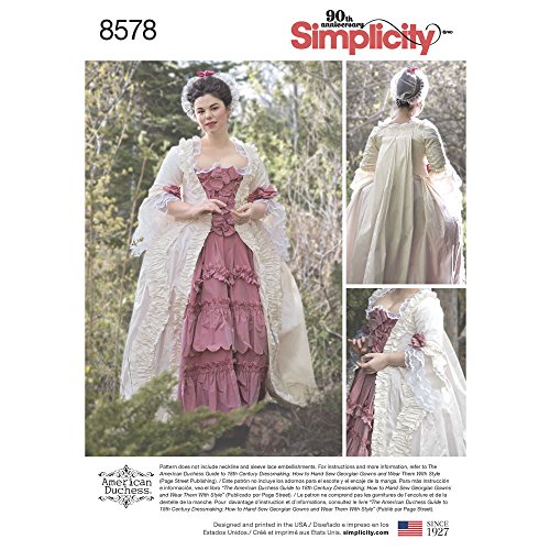 Simplicity US8578D5 Women's 18th Century Gown Historical Costume Sewing Pattern by American Duchess, Sizes 4-12
