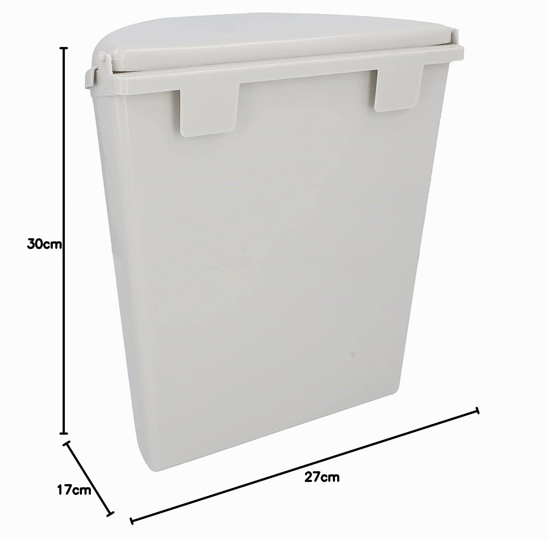 Poubelle avec couvercle et support, gris