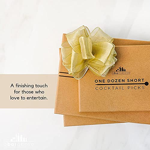 A Bar Above Short Gold Cocktail Picks – Metal Stir Sticks For Drink Garnish, Bloody Mary Skewers, Shrimp Cocktail & More – Cocktail Toothpicks For Appetizers – 12 Cocktail Sticks For Drinks #TOP4