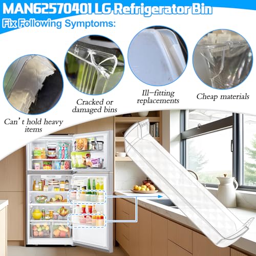 [2 PACK] UPGRADED MAN62570401 Door Shelf Bin Compatible with LG Refrigerator Door Shelf Replacement Parts LTCS20030S LTCS20020S LTCS20020W Shelf, Refrigerator Door Basket Kenmore Fridge Door Shelves by ALVAR - Image 5