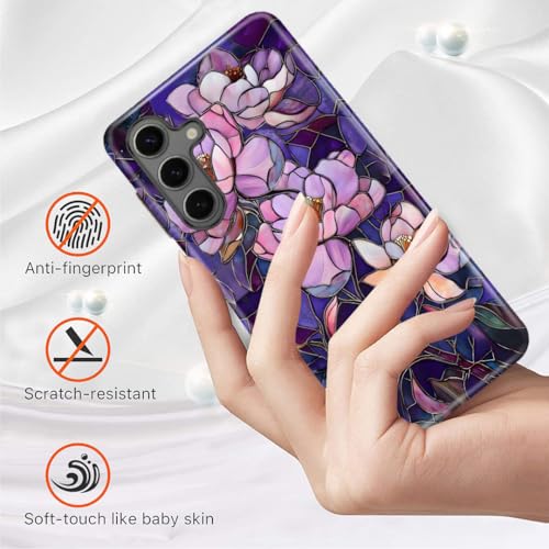 Coque Samsung Galaxy A57 robuste antichoc et verre fleur violette - 4