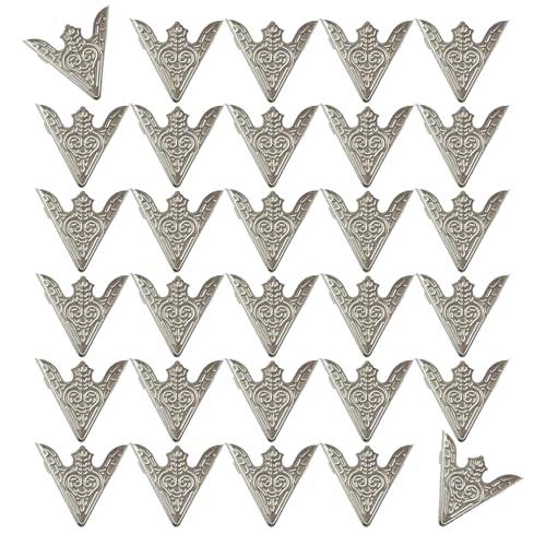 Tsophreniq 100 piezas de cuello antiguo en forma de A, cubierta de esquina, cuello de metal, accesorios de esquina para adornos, manualidades, proyectos de costura, retro, refuerzo de hierro