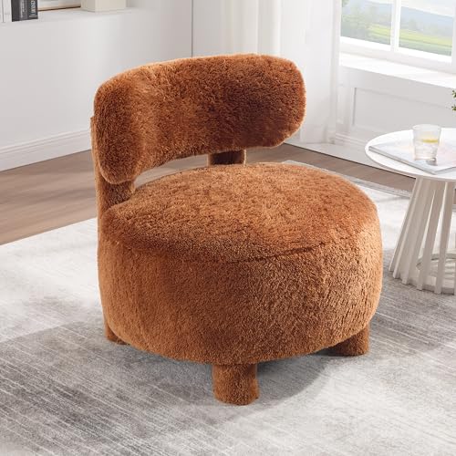 Sillón Curvo Tapizado Peluche Marrón miniatura 1
