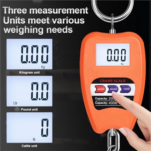 3pcs 200KG High Precision Digital Hook Scale with LCD Display, Portable Electronic Weight Scale for Fishing, Luggage, and Home Use - Kg/Lb/N Options