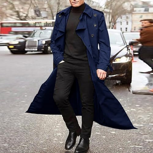 Gabardina de invierno para hombre abrigo cruzado para aire libre 2