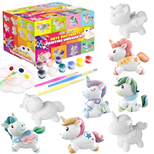 SpringFlower Unicorn Gift Toys for 3 4 5 6 7 8 Years Old Girls - Girls Arts and Crafts Painting kit Including 8 Cute Looking Unicorn Figures, DIY Creative Christmas Gift for Kids