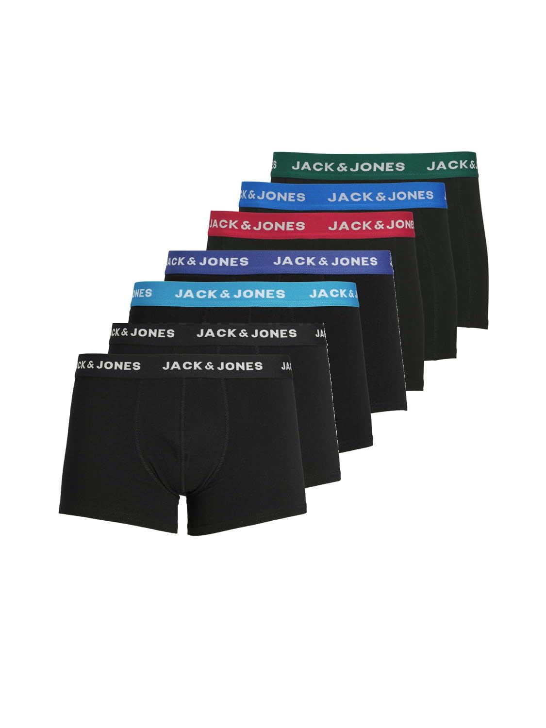 JACK & JONES Herren Boxershort JACVITO SOLID Trunks 7er Pack S M L XL XXL, Farbe:Black, Größe:XXL