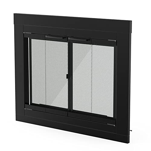 Image of Stanbroil Fireplace Glass Bi-fold Style Door, Black, Small