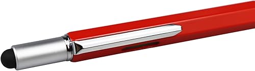 Miniatura 4 de DUNBONG Bolígrafo de metal multiherramienta 6 en 1, con destornillador, bolígrafo de tinta negra, lápiz capacitivo, nivel y regla, 1 unidad (rojo)