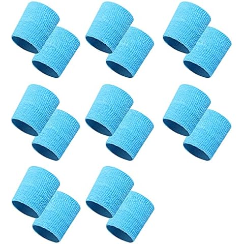8 Pairs Sports Wristbands, Wrist Sweatbands for Men & Women, Stretchy & Sweat Absorbing Cotton Terry ,Perfect for Basketball, Football, Tennis, Soccer, Running & Working Out (8Pairs) (Aqua, M) Cover
