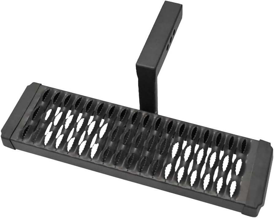 TrailFX Hitch Step for 2 Inch Receivers Titanium Black Powder Coated Aluminum 22 Inch x 6.5 Inch 6 Inch Drop Down Stationary Aggressive Step TrailFX AHS002B