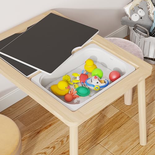 sensory table kids activity table wooden play table with bins montessori table chalk board and whiteboard