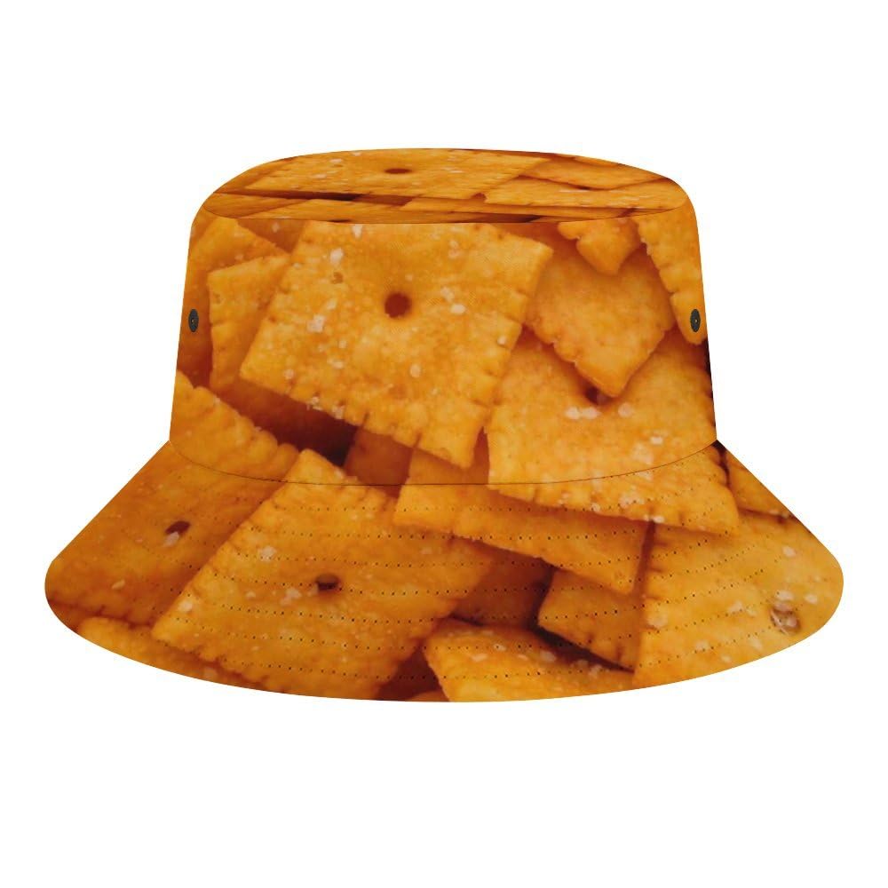 JopaJre Cheese Cracker Bucket Hat for Women Men Sun Cap Fisherman Hat Packable Beach Caps Travel Outdoor