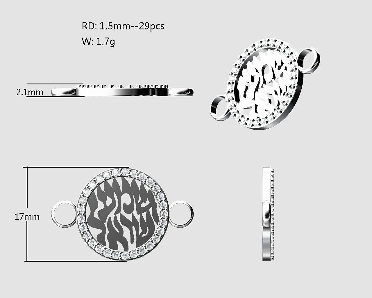 Central Diamond Center Shema Israel Full Hebrew Prayer Pendant Necklace in Solid Sterling Silver