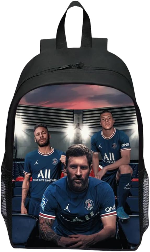 XUNRENS Football Backpack, Bookbags 3D Printed Soccer Player, School Travel Rucksacks Book Bags Large Capacity Football for Boys Girls Teenagers School Bag Backpacks 16inch