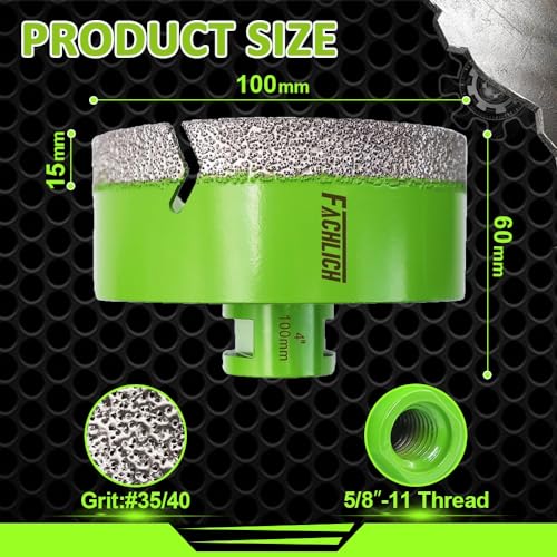 Image of Diamond Core Drill Bits - 4 inch Tile Hole Saw 100mm Ceramic Drill Bit Vacuum Brazed for Porcelain Tile Granite Marble Masonry