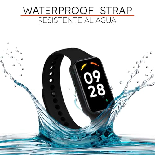 OcioDual 2 Piezas Correa de Recambio Compatible con Xiaomi Smart Band 8 Active/Redmi Smart Band 2, de Color Negro, Pulsera de Repuesto de Silicona Suave Flexible Sport Goma Transpirable - imagen 4
