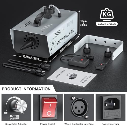 Queenfavor 1000W Snow Machine Remote & Manual Control Snowflake Making Adjustable Snowflake Size Snowmaker Perfect For Christmas,Weddings And Theatrical Effects thumb #5