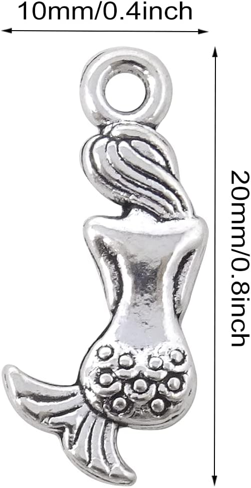 Honbay 100PCS Antique Alloy Mermaid Charms Pendant for Bracelets Necklace Earrings Jewelry Making DIY Craft - Image 2