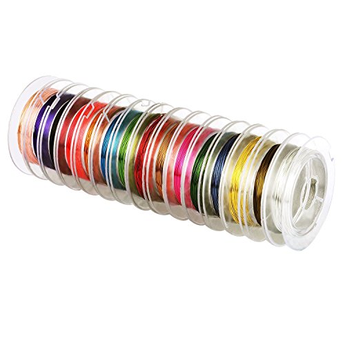 EBOOT 15 Pieces 0.3 mm Colorful Jewelry Beading Wire Bare Copper Wire Rolls for Crafting Beading Jewelry Making