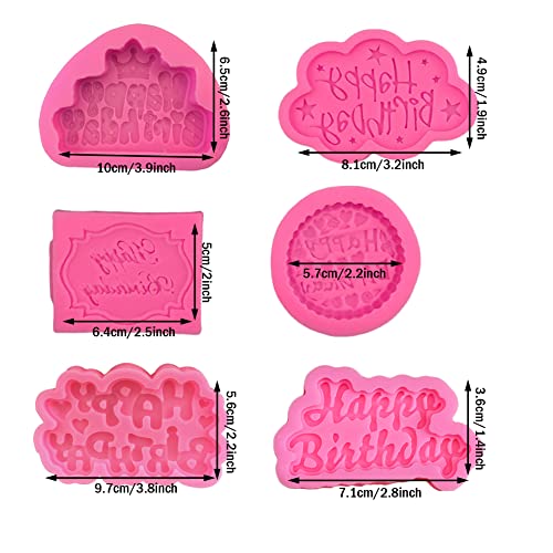 6Pcs Happy Birthday Silicone Mold Baking Fondant Cake Molds Candy Making Chocolate Molds Diy Crafts For Cake Decoration Tools … #TOP6
