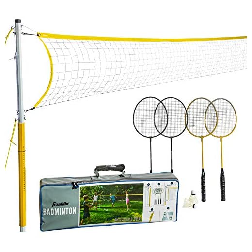 Franklin Sports 52632 Badminton Set - Backyard Badminton Net Set - Rackets and Birdies Included - Backyard or Beach Badminton Set - Family Set