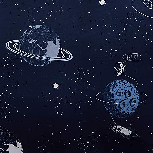 Omela Bettwäsche Planeten 135x200 Kinder Jungen Sterne Weltraum Universum Blau Weiß Wendemotiv Kinderbettwäsche Set Bettbezug und Kissenbezug 80x80 cm Reißverschluss - Image 6