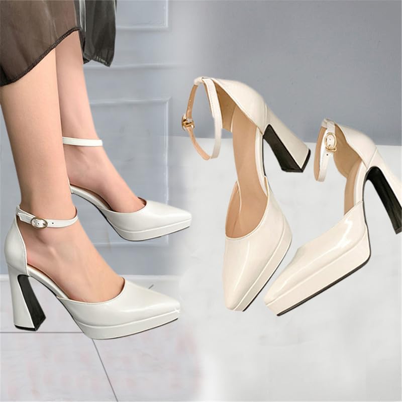 Image of FOREADA Lolita Bow Platform High Heel Women Rockabilly Mary Jane Dress Pump | Boasts soft kawaii retro vintage lolita tea party aesthetic, with block heel ,bow, round toe versatile style for dress wear