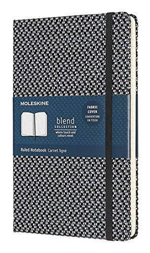 Moleskine Limited Collection Blend Textile Notebook, Hard Cover, Large (5" x 8.25") Ruled/Lined, Black, 240 Pages