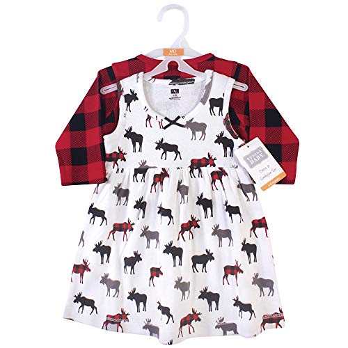 Image of Hudson Baby Girls' Cotton Dress and Cardigan Set