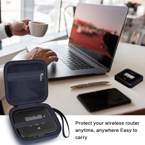 Image of Travel Router Case Compatible with NETGEAR Nighthawk M7 Pro / M6 M6 Pro MR6150 6500 / M5 5G MR5200 5100 / M1 M2 Mobile Hotspot. WiFi Router Storage Carrying Holder with Mesh Pocket (Box Only) (Blue)