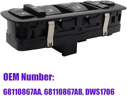 Miniatura 3 de Interruptor de elevalunas eléctrico delantero izquierdo del lado del conductor con doble botón automático, compatible con Chrysler Town & Country