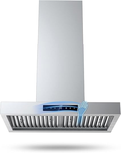 30 Inch Wall Mount Range Hood 1200CFM, 4-Speed Wall Mount Range Hood with Touch Control & Gesture Sensing Stainless Steel Kitchen Stove Vent Hoods with 2 LED Lights Luxury Series