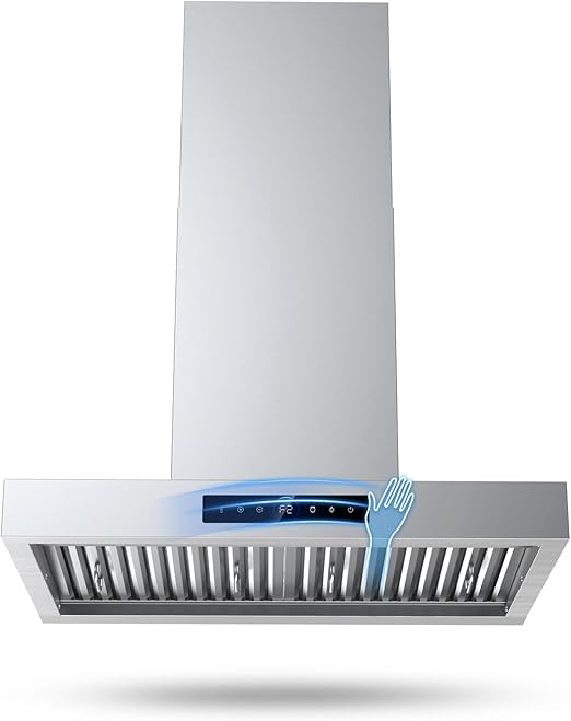30 Inch Wall Mount Range Hood 1200CFM, 4-Speed Wall Mount Range Hood with Touch Control & Gesture Sensing Stainless Steel Kitchen Stove Vent Hoods with 2 LED Lights Luxury Series