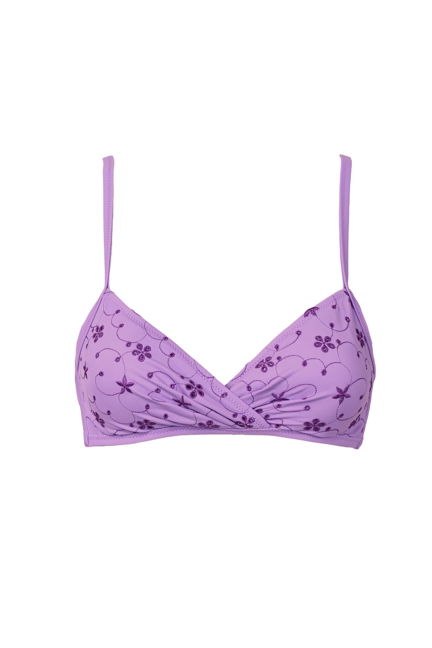 Goldenpoint Donna Costume da Bagno Sangallo Double - Parte Alta del Bikini - Triangolo Fisso con Doppia possibilità di Allacciatura Doppiato in Microfibra e Pizzo Tinta Unita Sangallo
