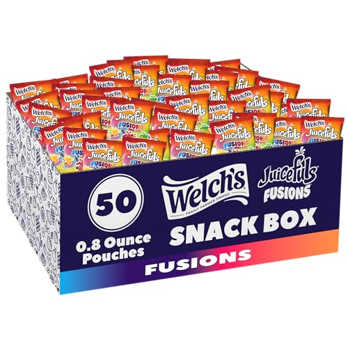 Welch's Fruit Snacks, Juicefuls Fusions, Assorted Fruit Flavor, Stocking Stuffers, Bulk Pack, Gluten Free, Natural Colors & Flavors, 0.8oz (Pack of 50)