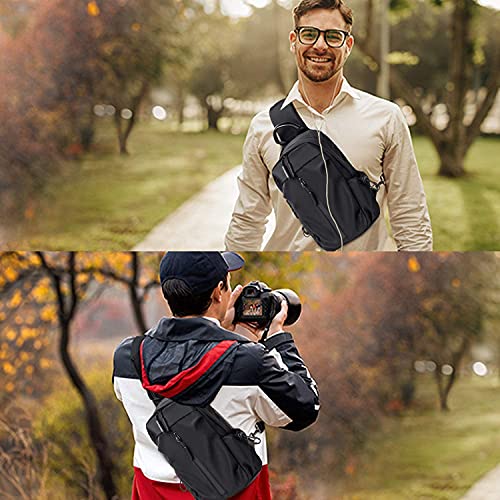 Sling Bag Crossbody Backpack Shoulder Bag For Men Women, Lightweight Adjustable Strap Backpack Sling Backpack For Hiking Walking Biking Travel Cycling Usb Charger Port (Medium-Black) #TOP7