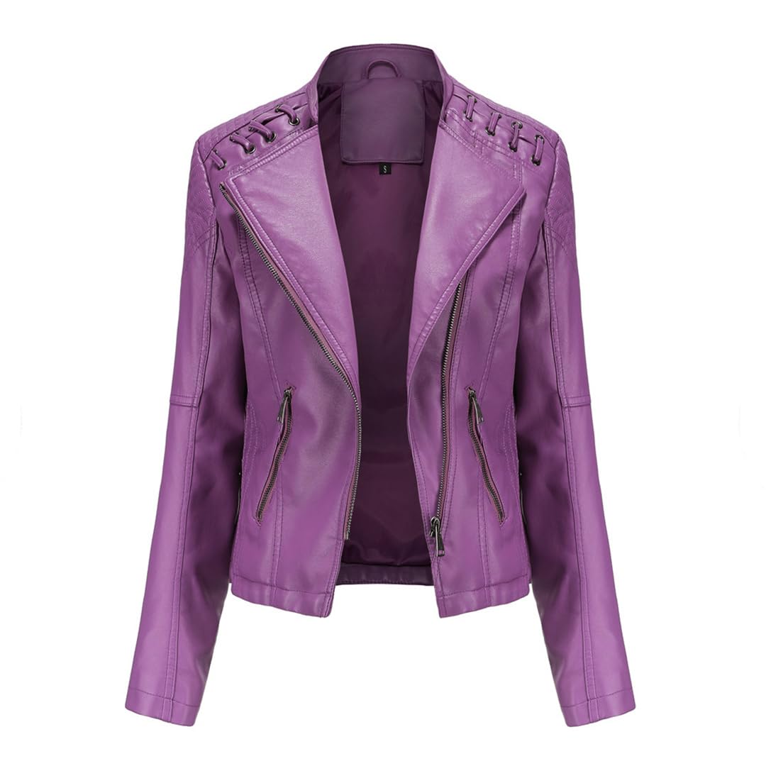 Giacca In Pelle PU Autunnale Cappotto Corto Da Donna Manica Lunga Colletto Alla Coreana Giacca In Ecopelle Con Cerniera