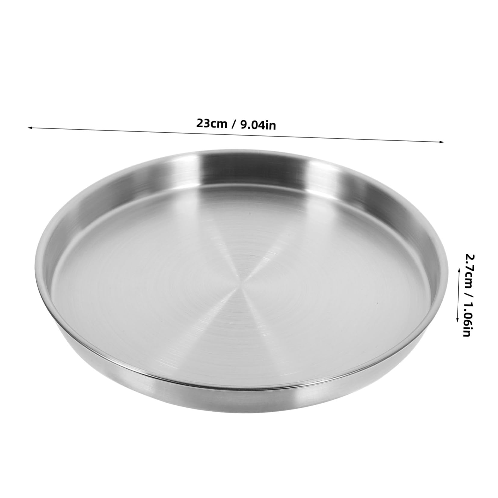 OUNONA Stainless Steel Dinner Plate Large Round Serving Tray Camping Dinnerware Metal Pasta Plate Easy to Clean Stylish Kitchen Tableware
