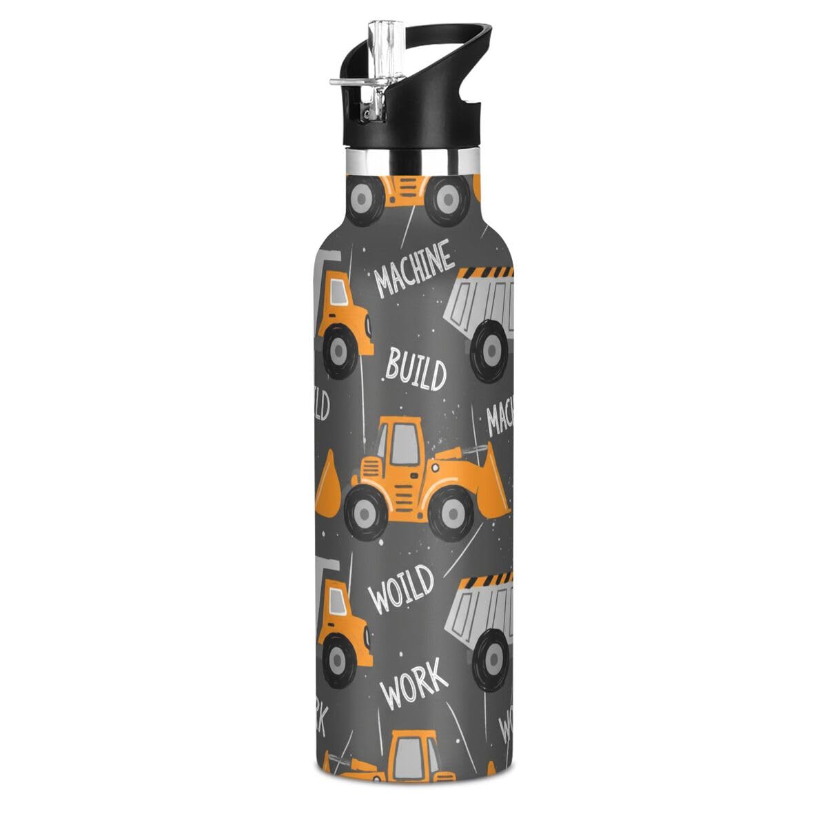 Mnsruu Construction Machines Water Bottle Stainless Steel Vacuum Insulated Mouth Bottle with Wide Handle