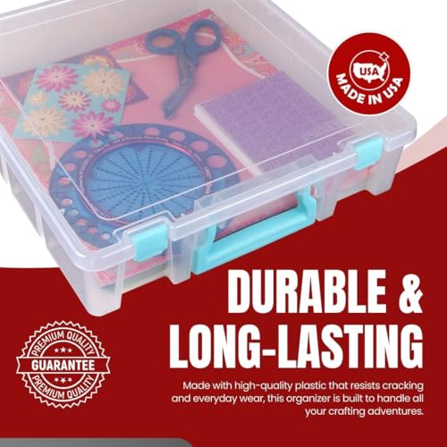 Image of ArtBin Super Satchel 1-Compartment Craft Storage Box, Clear | One Open Compartment, 15.2 x 8 x 6.2 Inches, Secure Latches, Stackable, Clear Durable Polypropylene
