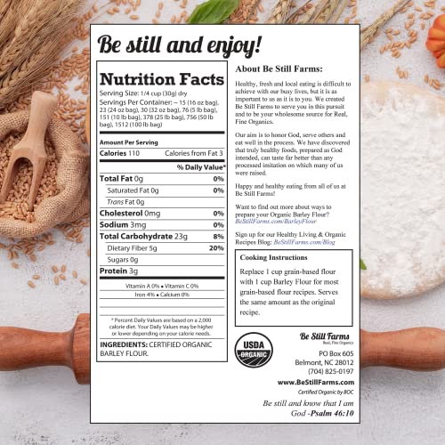 Image of Be Still Farms Bulk Organic Barley Flour - 4.8lb Bread Flour for Baking - Ideal Low Carb High Protein Flour - Rich in Fiber | USA Grown | USDA Certified | Vegan | Non-GMO