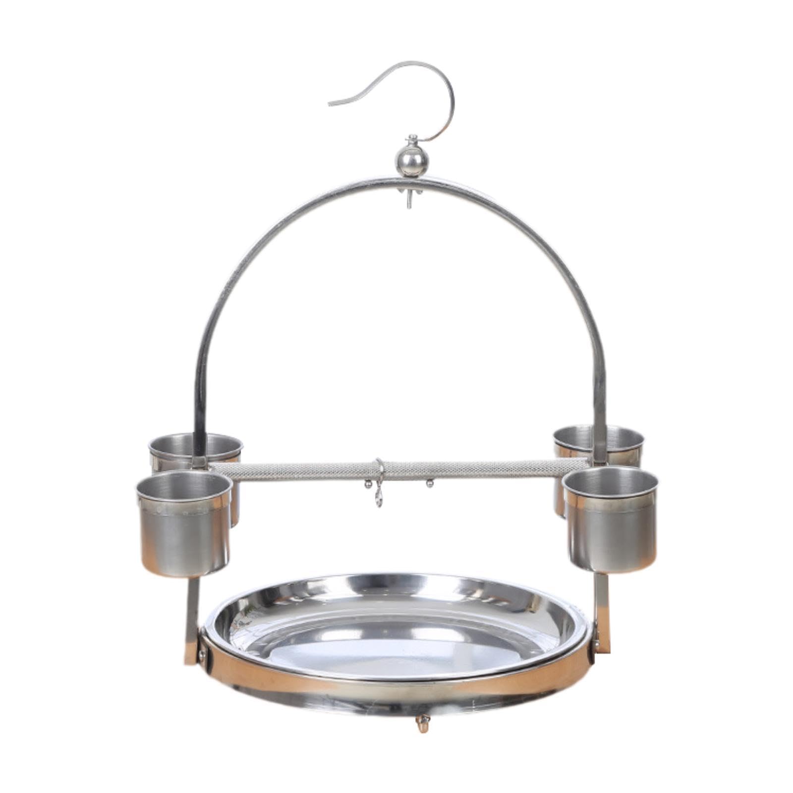 MFMEXUL Stainless Stand with Hook for Parrots and Budgies, 32 x 50 cm