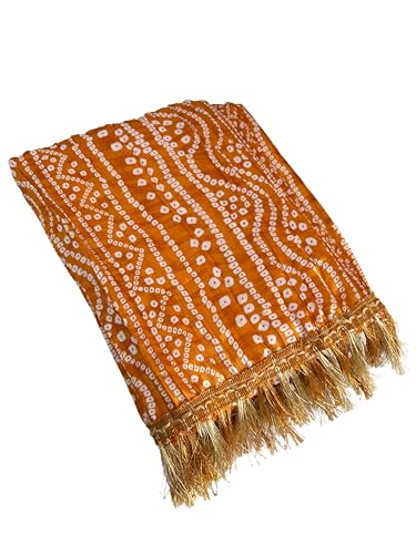 Image of Women's Art Silk Bandhani Print Dupatta with 2.20 Meters | Women's cotton printed dupatta with tassels