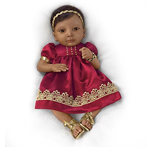 The Ashton-Drake Galleries Lifelike Indian Baby Doll In Custom Satin Dress: Weighted With Hand-Rooted Hair #TOP2
