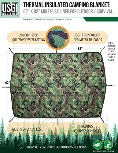 USGI Industries Military Spec Poncho Emergency Tent Shelter Multi Use Rip Stop Camo Survival Rain Poncho (2-Pack OCP Multicam Gear) - Thumbnail 4