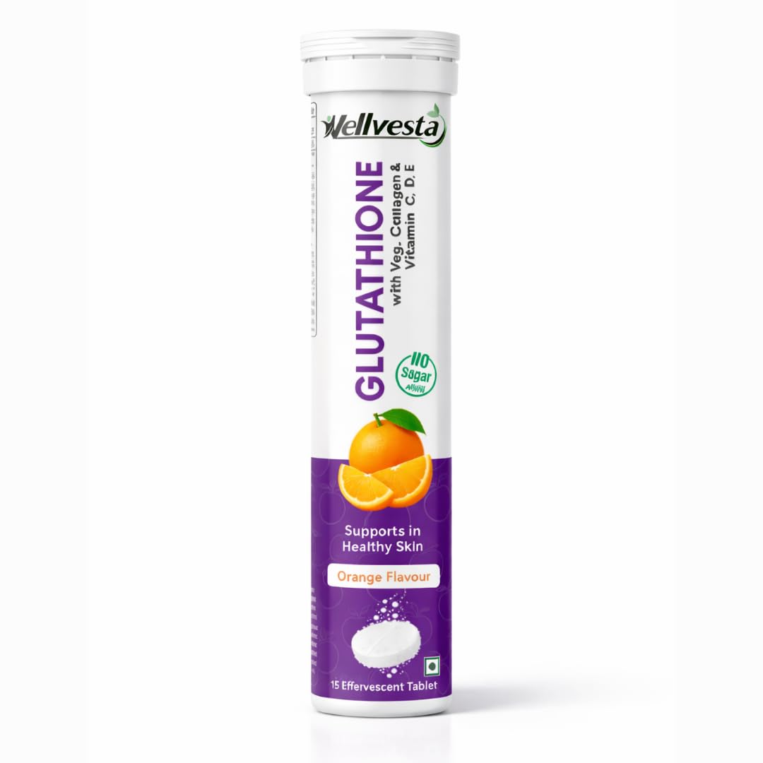 WELLVESTA ACV + Glutathione Effervescent Tablets Combo | Apple Cider Vinegar with Vitamin B6, Pomegranate Extract and Veg Collagen Vitamin C,D,E | 500 mg ACV with Acetic Acid |Pack of 1 : WELLVESTA ACV + Glutathione Effervescent Tablets Combo | Apple Cider Vinegar with Vitamin B6, Pomegranate Extract and Veg Collagen Vitamin C,D,E | 500 mg ACV with Acetic Acid |Pack of 1 :