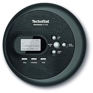 TechniSat Digitradio CD 2GO – Draagbare DAB+ Radio met CD-speler (DAB+, FM, MP3 met Resume-functie, ASP, Hoofdtelefoonaansluiting, Equalizer, Favoriete Geheugen), Zwart, 14,5 x 2,5 x 14,5 cm