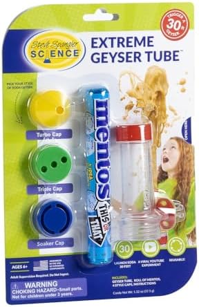 Extreme Geyser Tube | Soda Lab Experiment, Includes Tube, Candy & Unique Spray Caps, Chemistry Magic, Classroom STEM Project, Stocking Stuffer
