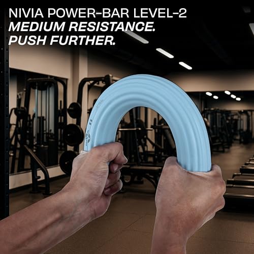 Image of NIVIA Power-Bar For Men and Women, Latex-Free Resistance Grip Trainer, Arm and Functional Strength Training (Level - 2, Blue)
